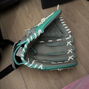 Rawlings Gray and Teal Baseball Glove